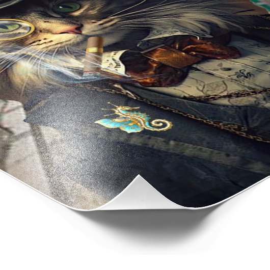 Steampunk Cat in Clocktower poster (Hoek)