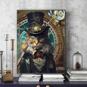 Steampunk Cat in Clocktower poster