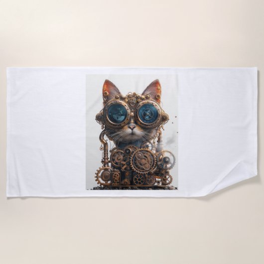 Steampunk Cat Inventor Strandlaken (Voorkant)