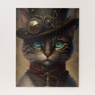 Steampunk Cat Jigzaag Puzzle, Retrofuturistische k Legpuzzel