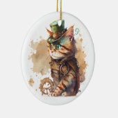 Steampunk Cat Keramisch Ornament (Rechts)
