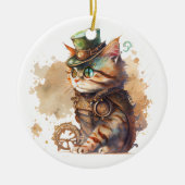 Steampunk Cat Keramisch Ornament (Voorkant)