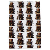 Steampunk Cat Kitten rode hoge hoed Medium Cadeauzakje (Achterkant)