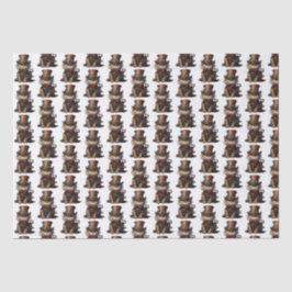 Steampunk Cat Kitten rode hoge hoed Tissuepapier