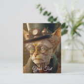Steampunk Cat Lady. Briefkaart (Staand voorkant)
