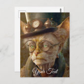 Steampunk Cat Lady. Briefkaart (Voorkant / Achterkant)