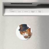 Steampunk Cat Magneet (Insitu (Vaatwasser))