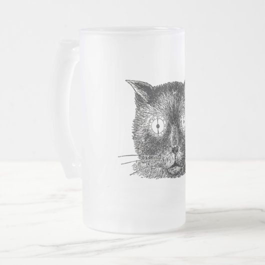  steampunk Cat Matglas Bierpul (Voorkant links)