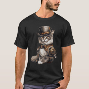 Steampunk Cat met Pet Graphic Design Cat Fantasy T-shirt