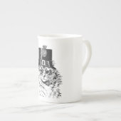 Steampunk Cat-Mok, Kat in bovenste hoed Porselein Kop (Voorkant rechts)