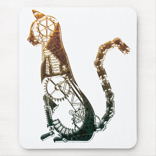 Steampunk cat mousepad muismat (Voorkant)