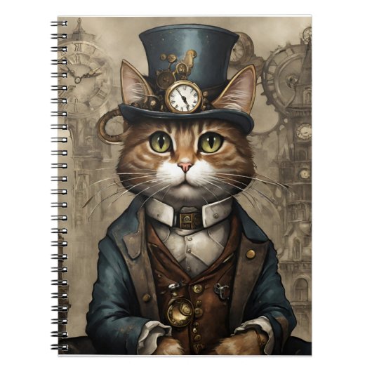 Steampunk Cat Notitieboek (Voorkant)