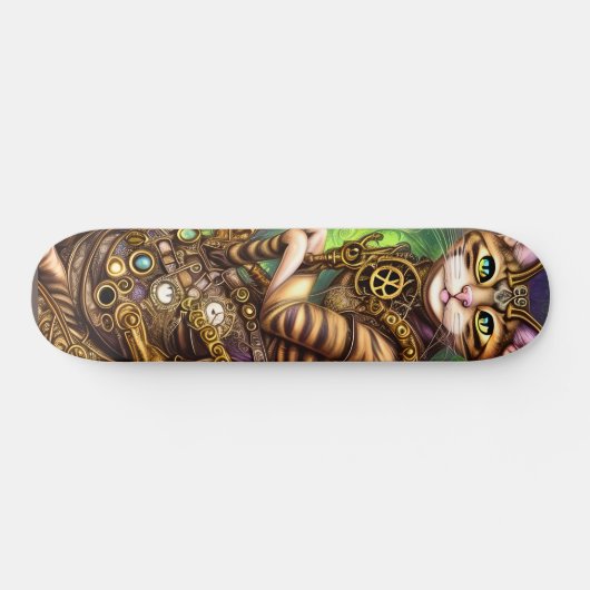 Steampunk Cat Persoonlijk Skateboard (Horizontaal)