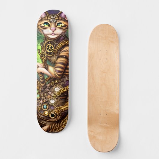 Steampunk Cat Persoonlijk Skateboard (Voorkant)