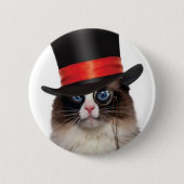Steampunk Cat Pin Back Button (Voorkant)