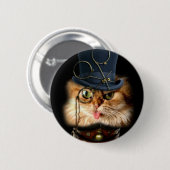 Steampunk Cat pin back-knop Ronde Button 5,7 Cm (Voorkant /achterkant)