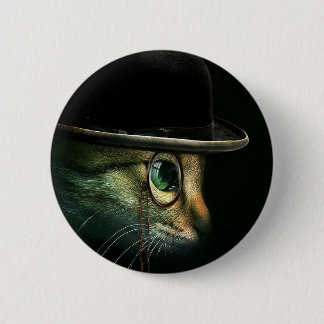 Steampunk Cat pin back-knop Ronde Button 5,7 Cm