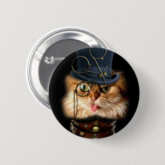 Steampunk Cat Pint Back Button (Voorkant /achterkant)