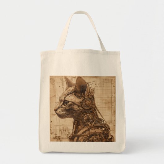 Steampunk Cat Retro Tote Bag (Voorkant)