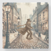 Steampunk Cat Riding a Penny-farthing Bike Stenen Onderzetter (Voorkant)