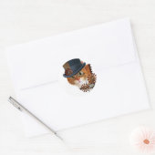 Steampunk Cat Ronde Sticker (Envelop)