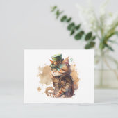 Steampunk Cat Schattig en Cute Briefkaart (Staand voorkant)