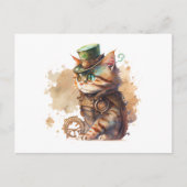 Steampunk Cat Schattig en Cute Briefkaart (Voorkant)