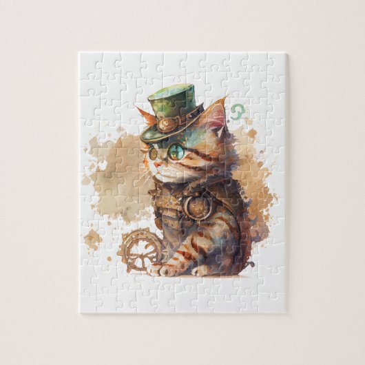Steampunk Cat Schattig en Cute Legpuzzel (Verticaal)