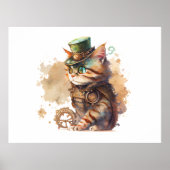 Steampunk Cat Schattig en Cute Poster (Voorkant)