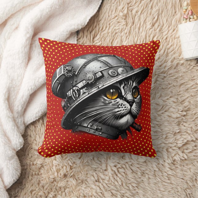 Steampunk Cat Sierkussen - Pop Art ontmoet Whimsy (Deken)