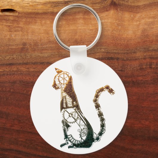 Steampunk cat sleutelhanger (Voorkant)