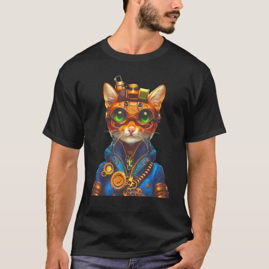 Steampunk Cat Steam Punk Kitten Goggles Cogs Victo T-shirt (Voorkant)