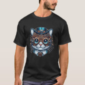 Steampunk Cat Steampunk Kitten overdraagt fantasy T-shirt (Voorkant)
