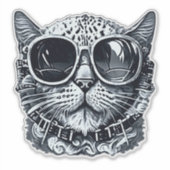 Steampunk Cat Sticker (Voorkant)