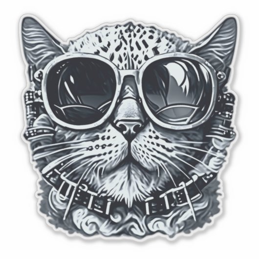 Steampunk Cat Sticker (Voorkant)