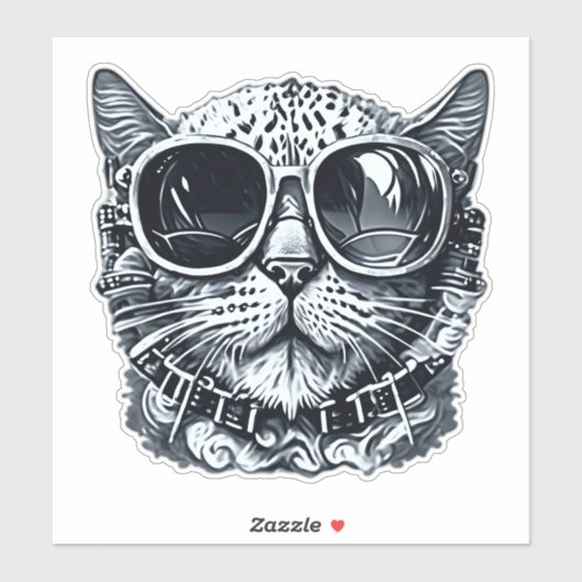 Steampunk Cat Sticker (Vel)