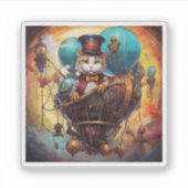 Steampunk Cat Sticker (Voorkant)