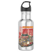 Steampunk Cat Sushi Restaurant Waterfles (Voorkant)