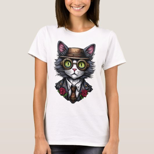Steampunk Cat T-shirt (Voorkant)