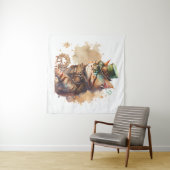 Steampunk Cat Tapestry Wandkleed (In Situ (horizontaal))