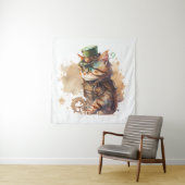 Steampunk Cat Tapestry Wandkleed (In situ)