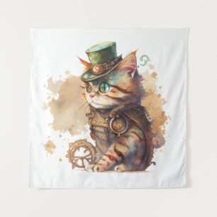 Steampunk Cat Tapestry Wandkleed