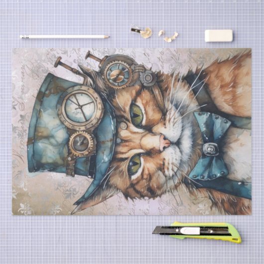 Steampunk Cat Tissuepapier (Craft)