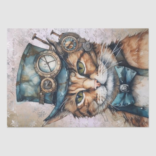 Steampunk Cat Tissuepapier (Voorkant)