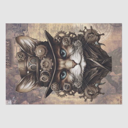 Steampunk Cat Tissuepapier (Voorkant)