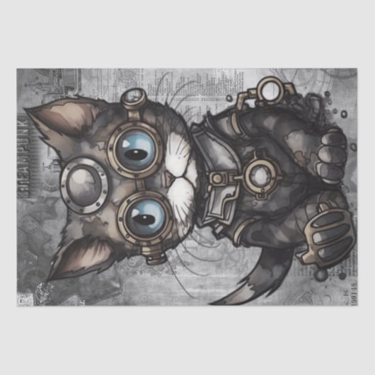 Steampunk Cat Tissuepapier (Voorkant)