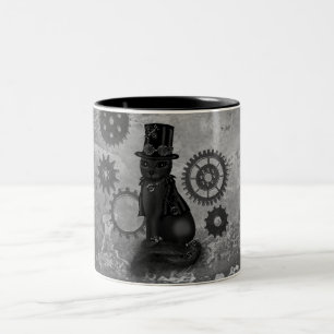 Steampunk Cat Tweekleurige Koffiemok