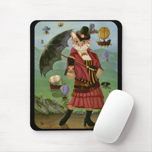 Steampunk Cat Victoriaans Gothic Fantasy Mousepad Muismat (Met muis)