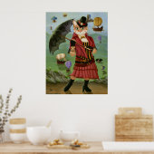 Steampunk Cat Victoriaans Portret Gothic Art afdru Poster (Keuken)