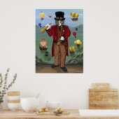 Steampunk Cat Victoriaans Portret Gothic Fantasy A Poster (Keuken)